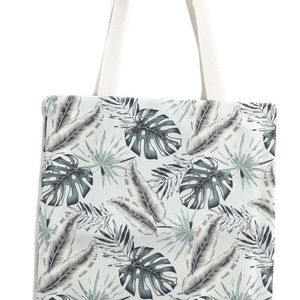 Cotton Tote Large Everyday Hawaii Monstera Teal by Happy Wahine